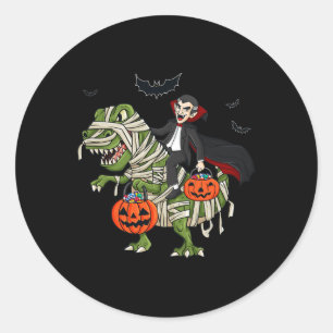 Pegatina Redonda Halloween Vampiro montando Chicas de niños en T Re