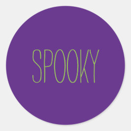 Pegatina Redonda Halloween verde púrpura espeluznante escrito a man