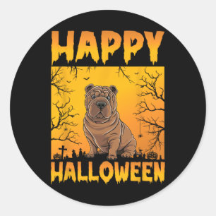 Pegatina Redonda Halloween Vestidos Hombres Mujeres Niños Divertido