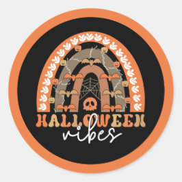 Pegatina Redonda Halloween Vibes Boho Rainbow Fall Spooki