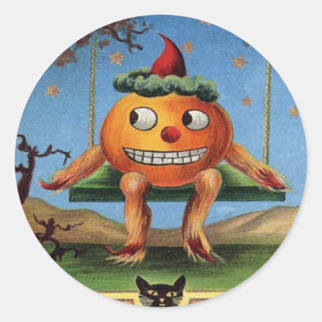 Pegatina Redonda Halloween vintage (Anverso)