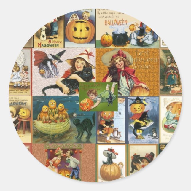 Pegatina Redonda Halloween vintage (Anverso)