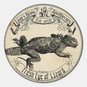 Pegatina Redonda Halloween Vintage Apothecary Eye of Lizard