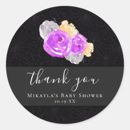 Pegatina Redonda Halloween Vintage Floral Baby Shower