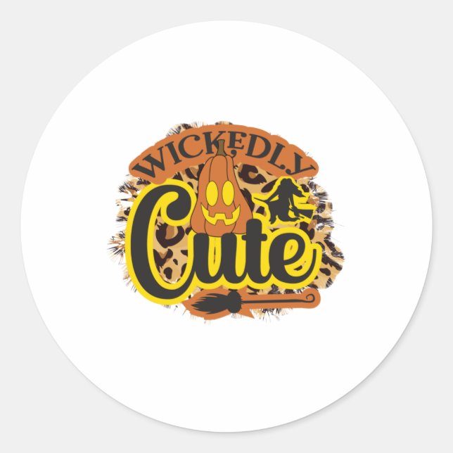 Pegatina Redonda Halloween Wickedly Cute (Anverso)