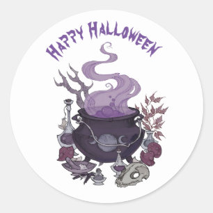 Pegatina Redonda Halloween Witch Brew