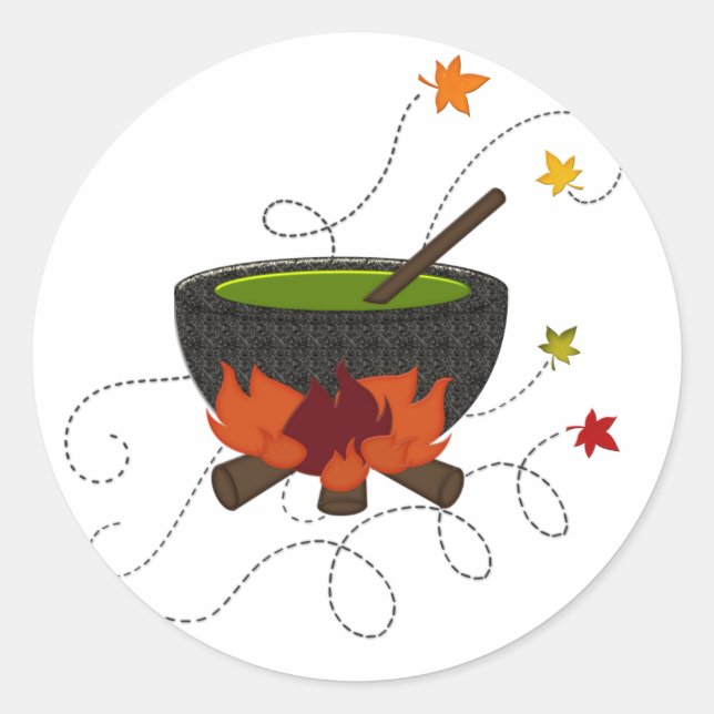 Pegatina Redonda Halloween Witch Brew (Anverso)