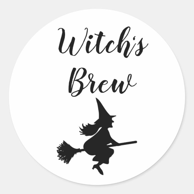 Pegatina Redonda Halloween Witch Broom (Anverso)