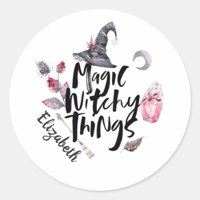 Pegatina Redonda Halloween Witch Magic WitchThings (Anverso)