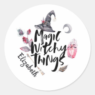 Pegatina Redonda Halloween Witch Magic WitchThings