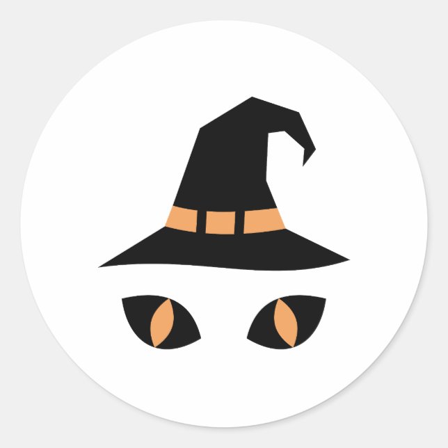 Pegatina Redonda Halloween witchy cat (Anverso)