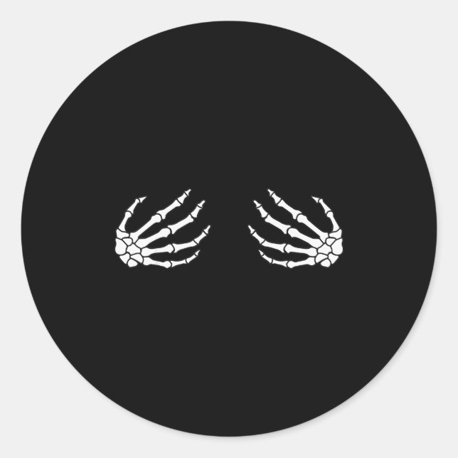 Pegatina Redonda Halloween Women's Skeleton Hand  (Anverso)