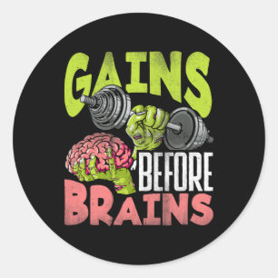 Pegatina Redonda Halloween Workout Zombie Weightrising gana antes