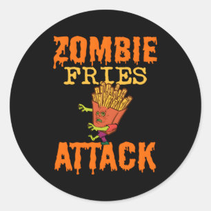Pegatina Redonda Halloween Zombie Fries Monster Zombie Fan Snack Sp