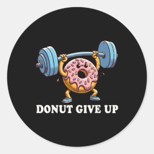 Pegatina Redonda Halterofilia - Gimnasio Funny Fitness Workout Donu