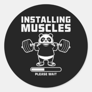 Pegatina Redonda Halterofilia Instalando el gimnasio Músculo Pun Gy