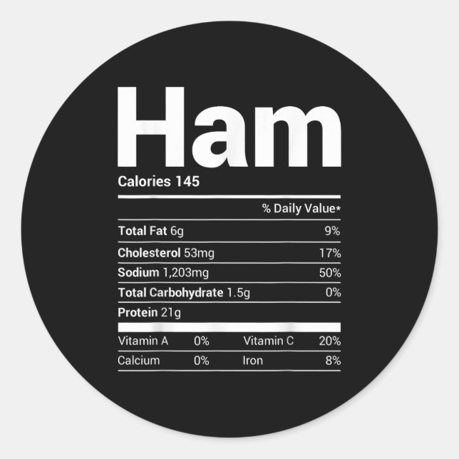 Pegatina Redonda Ham Nutrition Hacts Family Mateo Navidades Coste (Anverso)