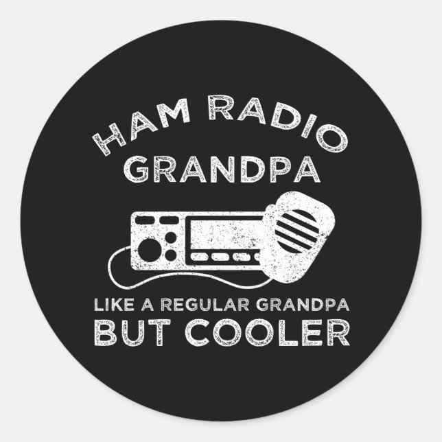 Pegatina Redonda Ham Radio Grandpa gusta del abuelo normal pero más (Anverso)