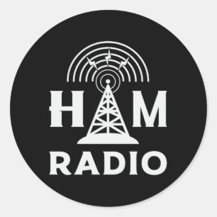 Pegatina Redonda HAM Radio Operator Antenna Code Amateur Gift Idea