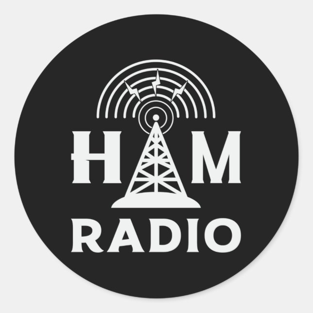 Pegatina Redonda HAM Radio Operator Antenna Code Amateur Gift Idea (Anverso)