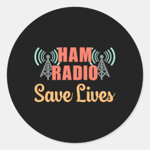 Pegatina Redonda HAM Radio Operator Frecuencia Antena Regalo Amateu