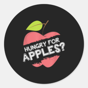 Pegatina Redonda Hambre De Manzanas En Camiseta - Amo Motivador A L