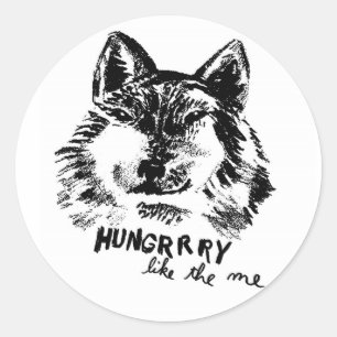 Pegatina Redonda hambriento como el lobo