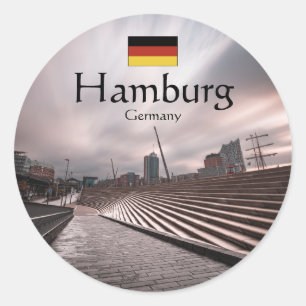 Pegatina Redonda Hamburg Souvenir