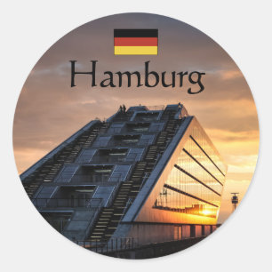 Pegatina Redonda Hamburg Souvenir
