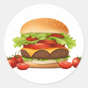 Pegatina Redonda Hamburger