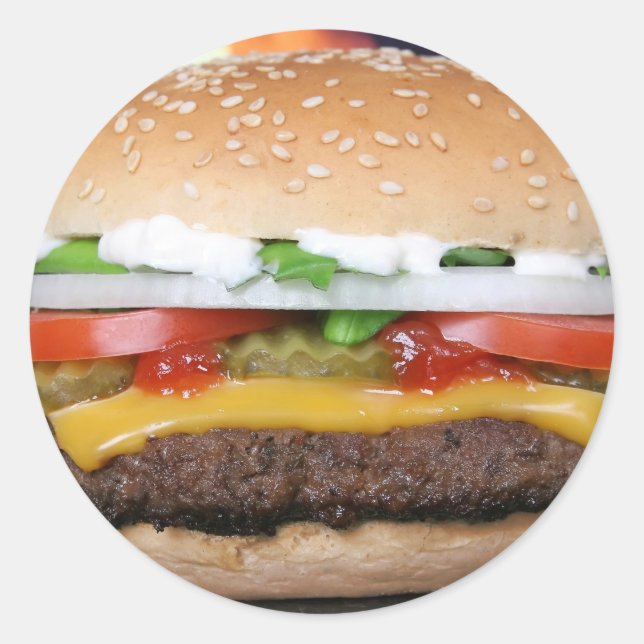 Pegatina Redonda Hamburger (Anverso)