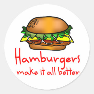 Pegatina Redonda Hamburger Lover