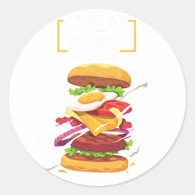 Pegatina Redonda Hamburger Lover Regalo Gimnasio de comida rápida C (Anverso)