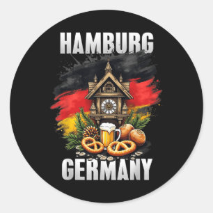 Pegatina Redonda Hamburgo Alemania Souvenir Bandera Alemana Viaje