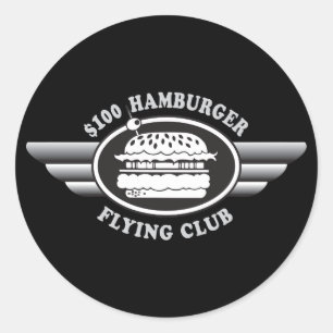 Pegatina Redonda Hamburguesa de 100 dólares - Club de vuelo