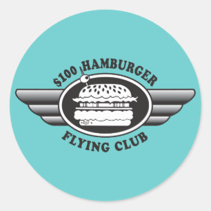 Pegatina Redonda Hamburguesa de 100 dólares - club del vuelo