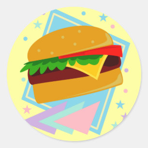 Pegatina Redonda Hamburguesa Deliciosa Monada