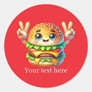 Pegatina Redonda Hamburguesa empresarial personalizable linda