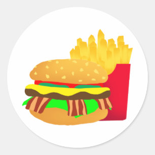 Pegatina Redonda Hamburguesa y frisos