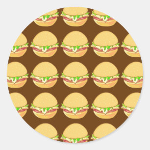 Pegatina Redonda Hamburguesas