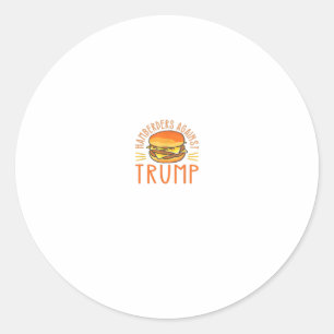 Pegatina Redonda Hamburguesas contra Trump Funny Hamburger Che