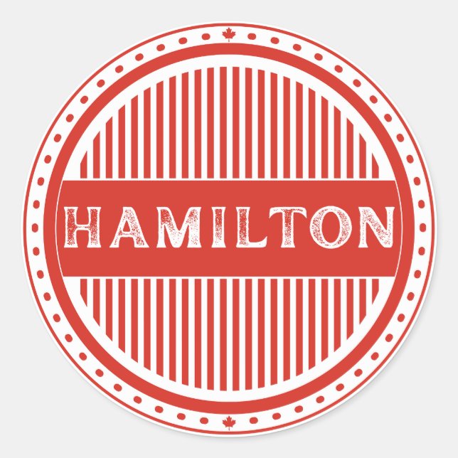 Pegatina Redonda Hamilton City Pride Emblem – Canadian Identity (Anverso)