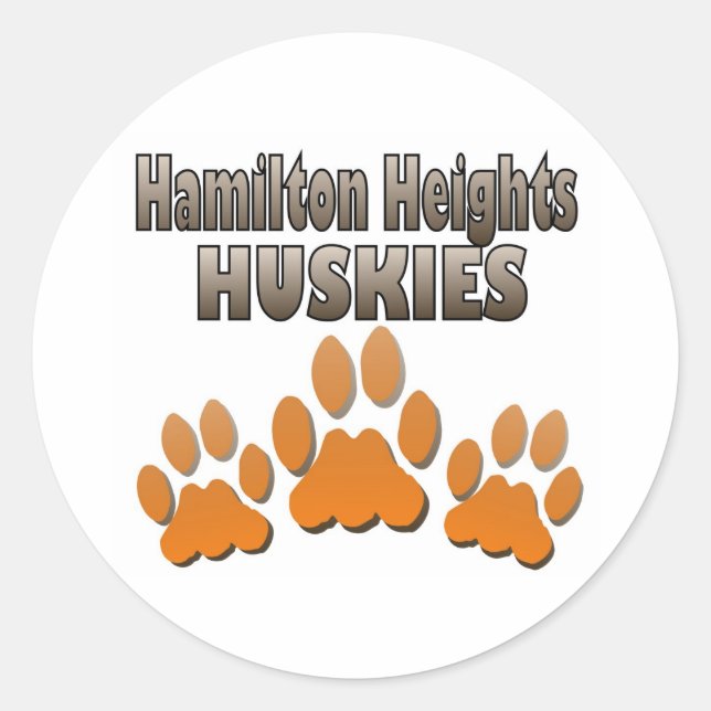Pegatina Redonda Hamilton Heights Huskie Paws (Anverso)