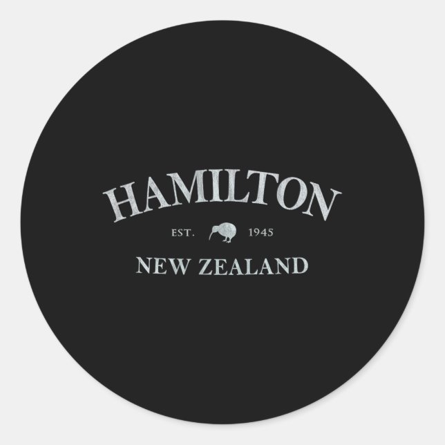 Pegatina Redonda Hamilton Nueva Zelanda Hamilton Nz Impresión Gráfi (Anverso)