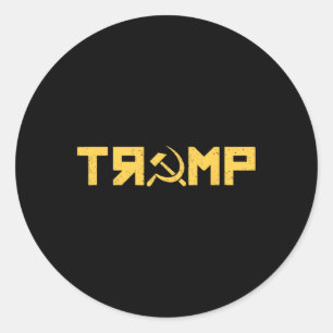 Pegatina Redonda Hammer Sickle Russia Collusion Ussr Resistid