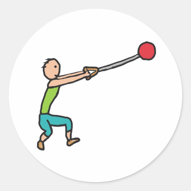 Pegatina Redonda Hammer Throw (Anverso)