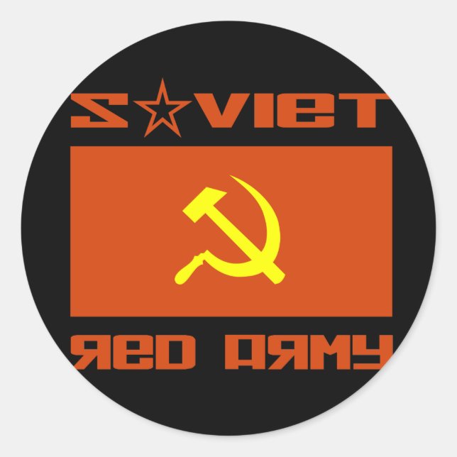 Pegatina Redonda Hammer y Sickle del Ejército Rojo Soviético (Anverso)