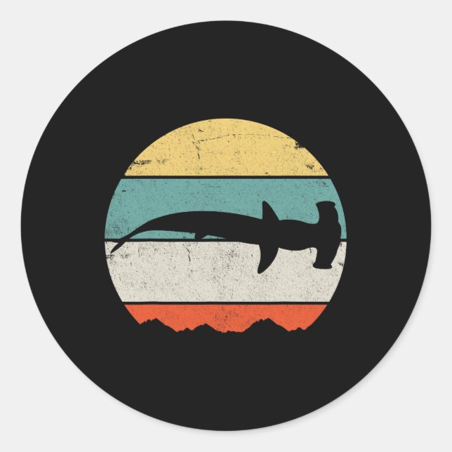 Pegatina Redonda Hammerhead Shark (Anverso)
