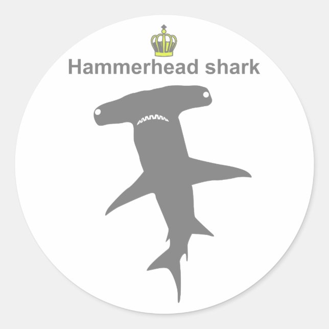 Pegatina Redonda Hammerhead shark g5 (Anverso)
