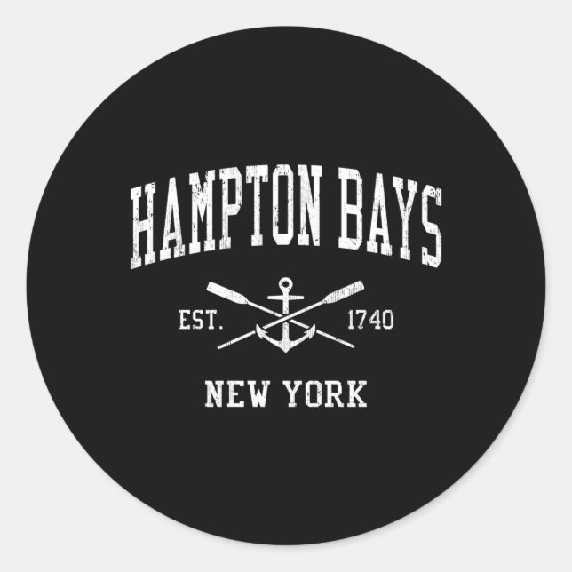 Pegatina Redonda Hampton Bays Ny Oars Crossed Boot Anchor Sports (Anverso)